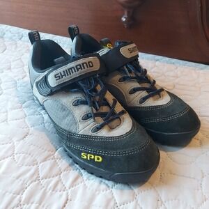 Shimano SH-M037 Mens SPD Mountain Bike Shoes Gray Black Blue Size EU 43 US 9